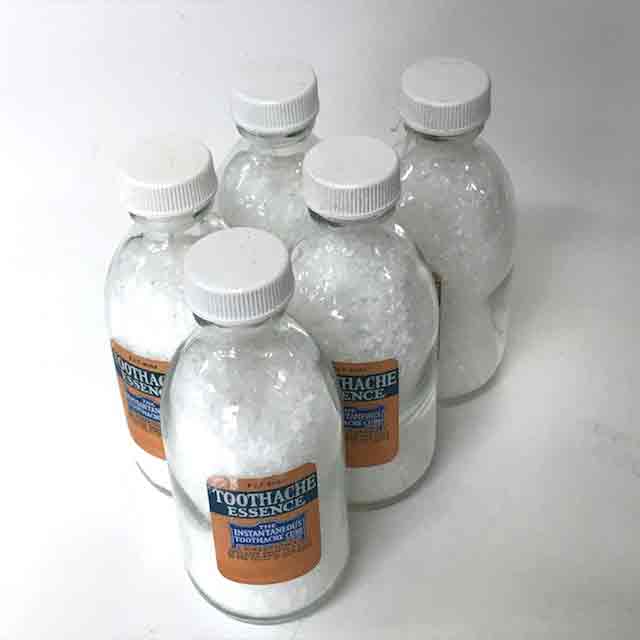 BOTTLE, Medical Brown Glass 15cmH - Toothache Essence Label